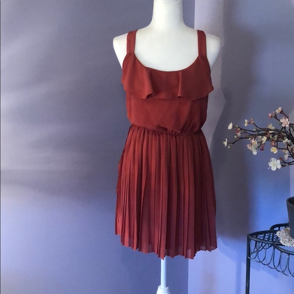 Rust Orange cinched waist dress - Picture 1 of 4